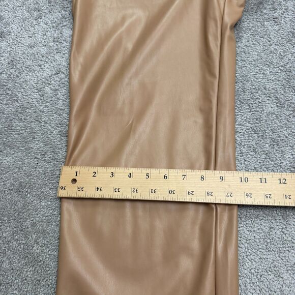 Alexia Admor Faux Leather Trouser Pants Women 9 Tan Camel Straight Leg High Rise - Picture 14 of 16